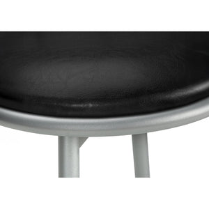 Monarch Specialties I 2399 - Tabouret De Bar, Lot De 2, Pivotant, Hauteur Bar, Métal Gris, Apparence De Cuir Noir, Contemporain, Moderne - Simple Boutique