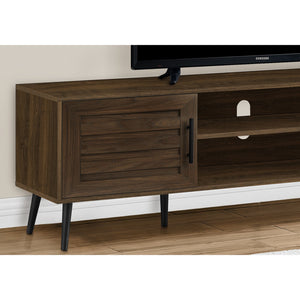 Monarch Specialties I 2717 - Meuble Tv, 72 Pouces, Console, Centre De Divertissement Média, Unite De Rangement, Salon, Chambre À Coucher, Laminé Brun, Jambes En Bois Noir, Transitionnel - Simple Boutique