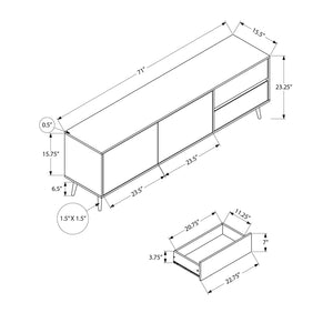 Monarch Specialties I 2722 - Meuble Tv, 72 Pouces, Console, Centre De Divertissement Média, Tiroirs De Rangement, Armoire De Rangement, Stratifié Noyer, Mid Century - Simple Boutique