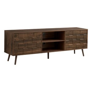 Monarch Specialties I 2787 - Meuble Tv, 72 Pouces, Console, Centre De Divertissement Média, Armoire De Rangement, Chambre À Coucher, Salon, Stratifié Noyer, Mid Century - Simple Boutique