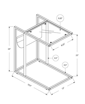 Monarch Specialties I 3067 Table D'appoint, En Forme De C, Bout, Côté, Collation, Stockage Du Magazine, Salon, Chambre À Coucher, Métal, Pu D'aspect Cuir, Verre Trempé, Blanc, Contemporain, Moderne - Simple Boutique