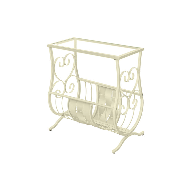 Monarch Specialties I 3312 Table D'appoint, Côté, Bout, Magazine, Table De Nuit, Étroit, Salon, Chambre À Coucher, Métal, Verre Trempé, Blanc, Dégager, Traditionnel - Simple Boutique