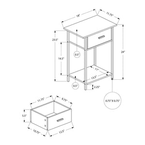 Monarch Specialties I 3816 - Table D'appoint, 2 Niveaux, Bout, Lampe, Salon, Table D'appoint, Tiroir De Rangement, Petit, Stratifié Chêne Foncé, Métal Noir, Contemporain - Simple Boutique