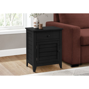 Monarch Specialties I 3951 - Table D'appoint, Table De Nuit, Tiroir De Rangement, Bout, Table D'appoint, Chambre À Coucher, Lampe, Rangement, Placage Noir, Transitionnel - Simple Boutique