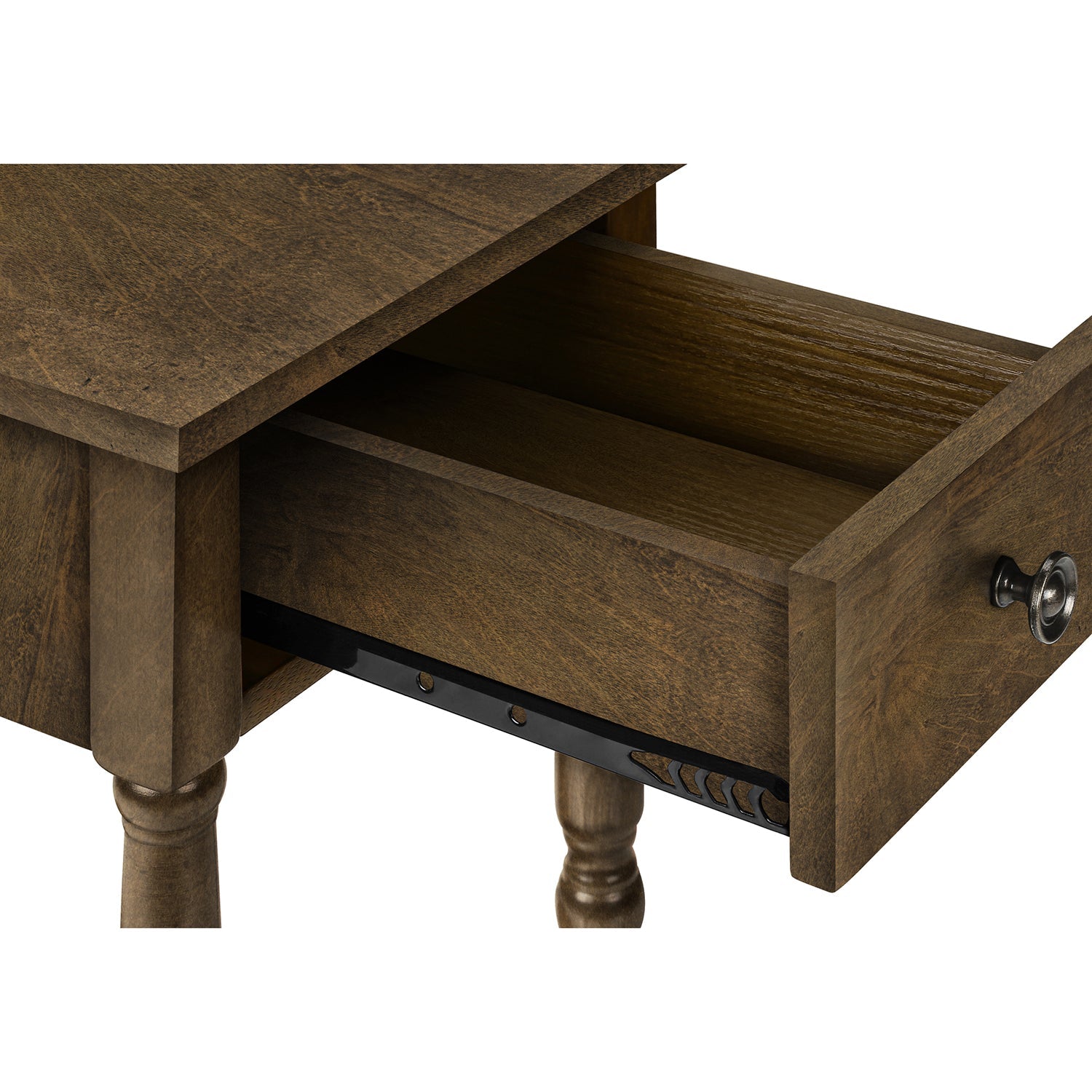 Monarch Specialties I 3957 - Table D'appoint, 2 Niveaux, Bout, Table D'appoint, Table De Nuit, Chambre À Coucher, Étroit, Lampe, Tiroir De Rangement, Placage Brun, Traditionnel - Simple Boutique