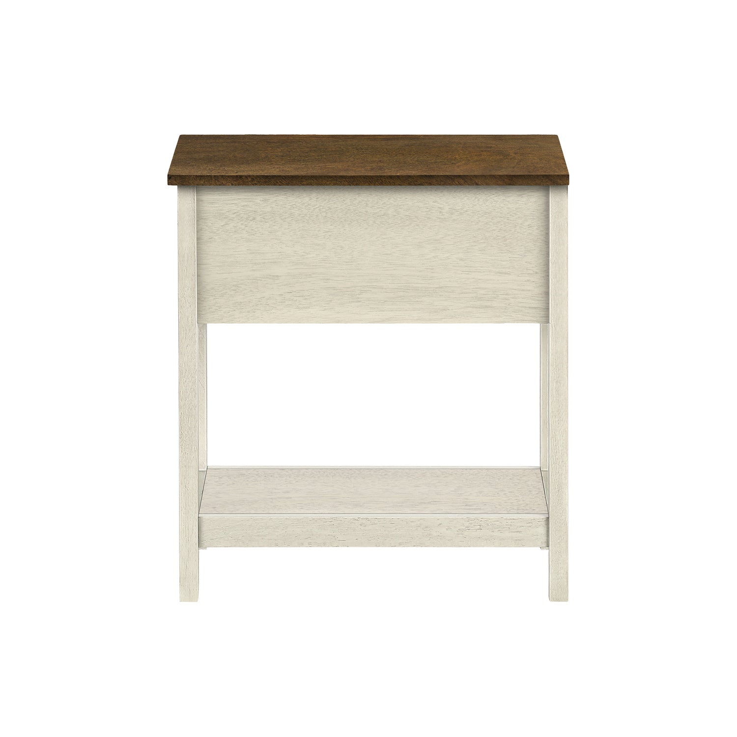 Monarch Specialties I 3962 - Table D'appoint, Bout, Table D'appoint, 2 Niveaux, Étroit, Chambre À Coucher, Lampe, Tiroir De Rangement, Placage Blanc Antique, Placage Brun, Transitionnel - Simple Boutique