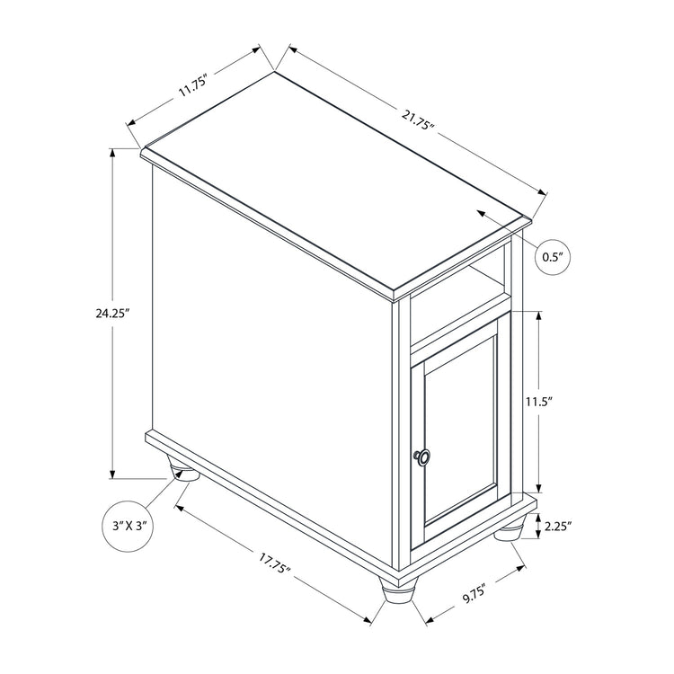 Monarch Specialties I 3965 - Table D'appoint, Bout, Table D'appoint, Chambre À Coucher, Table De Nuit, Étroit, Lampe, Rangement, Placage Blanc Antique, Placage Brun, Traditionnel - Simple Boutique