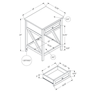 Monarch Specialties I 3984 - Table D'appoint, Bout, Table D'appoint, 2 Niveaux, Chambre À Coucher, Table De Nuit, Lampe, Tiroir De Rangement, Placage Blanc Antique, Transitionnel - Simple Boutique