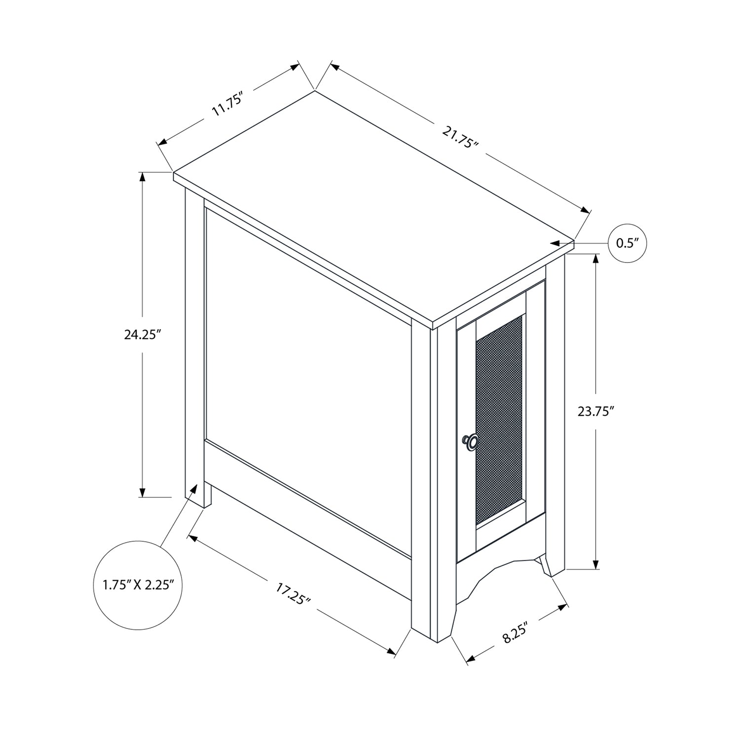 Monarch Specialties I 3995 - Table D'appoint, Bout, Table D'appoint, Étroit, Table De Nuit, Chambre À Coucher, Lampe, Rangement, Placage Noir, Transitionnel - Simple Boutique