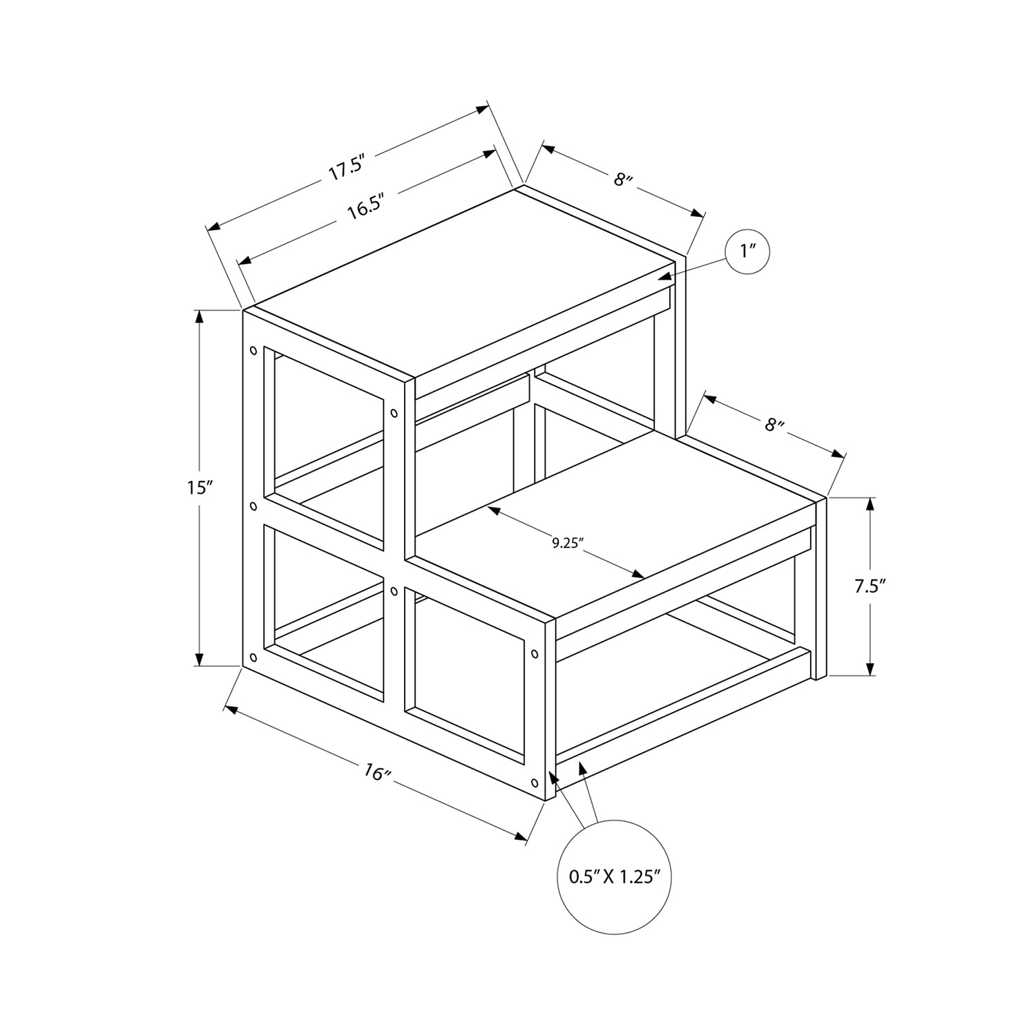 Monarch Specialties I 4000 - Escabeau, Tabouret À Une Marche, Chambre À Coucher, Cuisine, Métal Noir, Stratifié Taupe Foncé, Contemporain - Simple Boutique