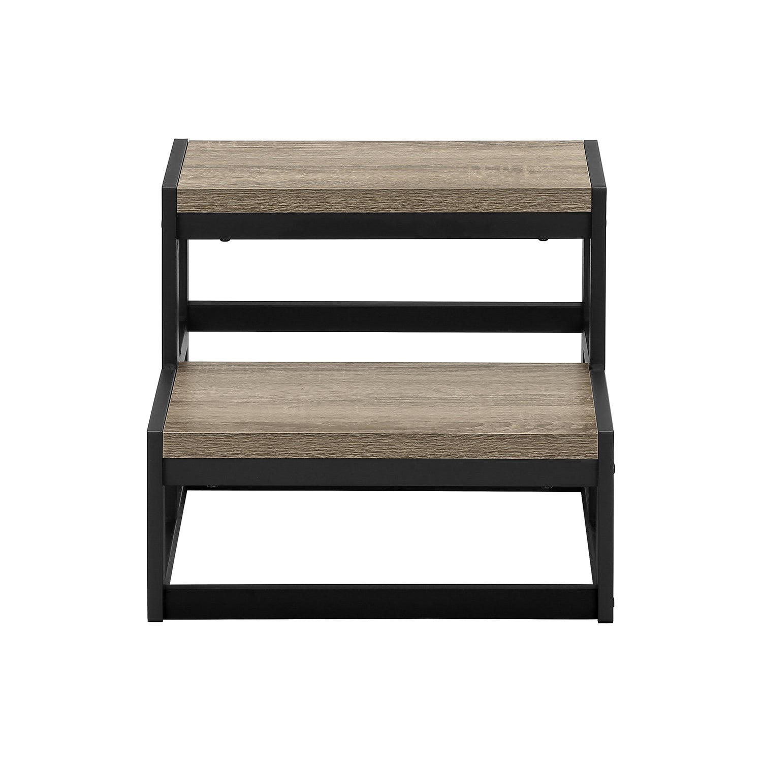 Monarch Specialties I 4000 - Escabeau, Tabouret À Une Marche, Chambre À Coucher, Cuisine, Métal Noir, Stratifié Taupe Foncé, Contemporain - Simple Boutique