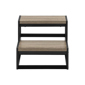 Monarch Specialties I 4000 - Escabeau, Tabouret À Une Marche, Chambre À Coucher, Cuisine, Métal Noir, Stratifié Taupe Foncé, Contemporain - Simple Boutique