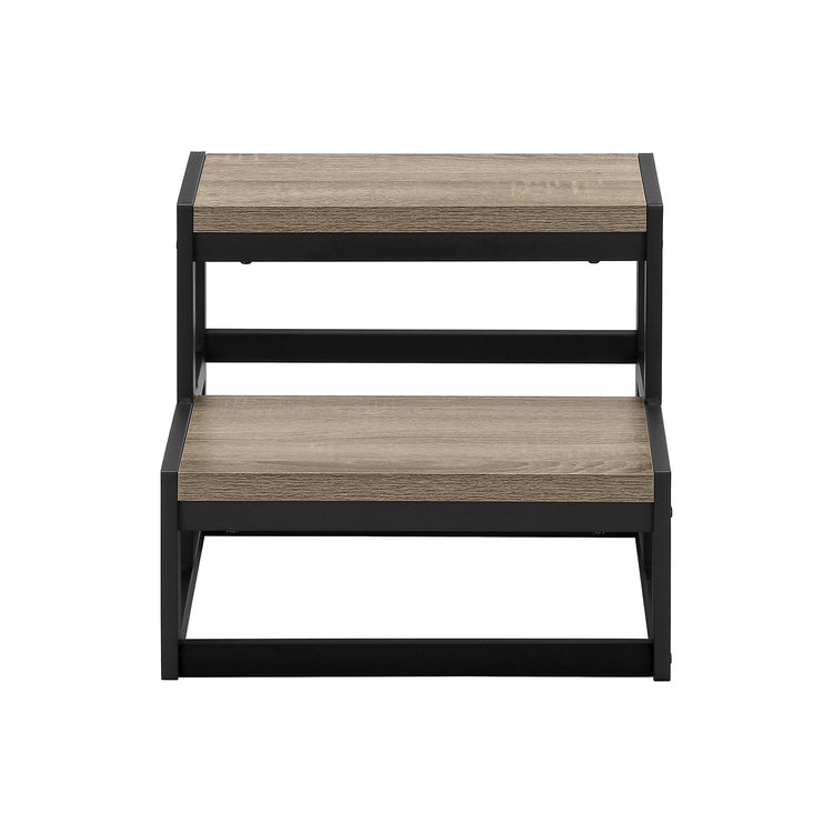 Monarch Specialties I 4000 - Escabeau, Tabouret À Une Marche, Chambre À Coucher, Cuisine, Métal Noir, Stratifié Taupe Foncé, Contemporain - Simple Boutique