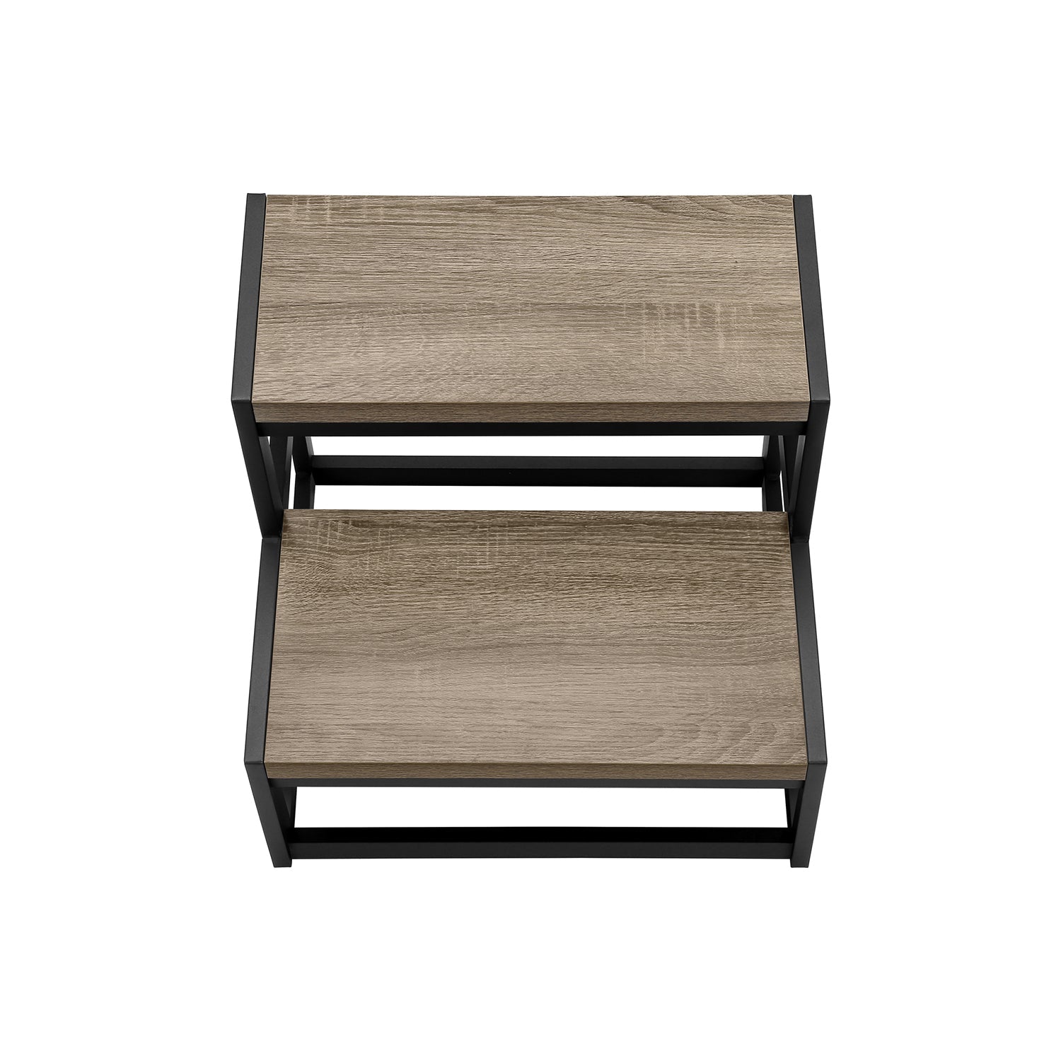 Monarch Specialties I 4000 - Escabeau, Tabouret À Une Marche, Chambre À Coucher, Cuisine, Métal Noir, Stratifié Taupe Foncé, Contemporain - Simple Boutique