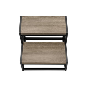 Monarch Specialties I 4000 - Escabeau, Tabouret À Une Marche, Chambre À Coucher, Cuisine, Métal Noir, Stratifié Taupe Foncé, Contemporain - Simple Boutique