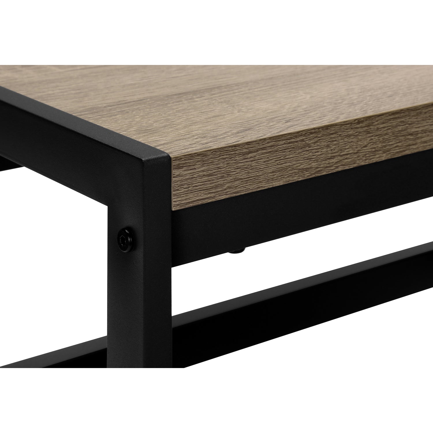 Monarch Specialties I 4000 - Escabeau, Tabouret À Une Marche, Chambre À Coucher, Cuisine, Métal Noir, Stratifié Taupe Foncé, Contemporain - Simple Boutique