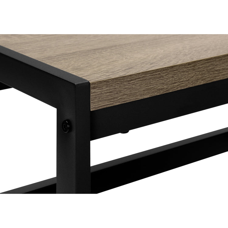 Monarch Specialties I 4000 - Escabeau, Tabouret À Une Marche, Chambre À Coucher, Cuisine, Métal Noir, Stratifié Taupe Foncé, Contemporain - Simple Boutique