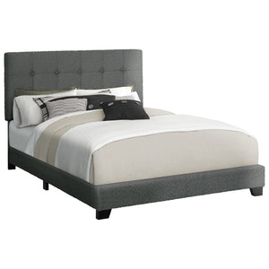 Monarch Specialties I 5803Q - Lit, Chambre À Coucher, Cadre Seulement, Grand, Rembourré, Boucle Gris Foncé, Transitionnel - Simple Boutique