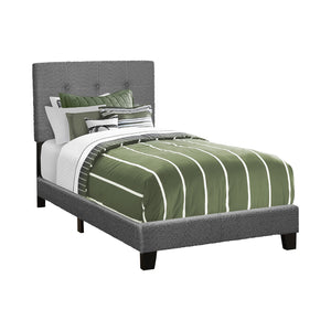 Monarch Specialties I 5803T - Lit, Taille Jumelle, Rembourré, Chambre À Coucher, Cadre Seulement, Jeune, Adolescent, Juvénile, Boucle Gris Foncé, Transitionnel - Simple Boutique
