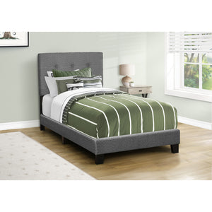Monarch Specialties I 5803T - Lit, Taille Jumelle, Rembourré, Chambre À Coucher, Cadre Seulement, Jeune, Adolescent, Juvénile, Boucle Gris Foncé, Transitionnel - Simple Boutique