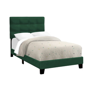 Monarch Specialties I 5917T - Lit, Taille Simple, Rembourré, Chambre À Coucher, Cadre Seulement, Jeune, Adolescent, Juvénile, Velours Vert, Transitionnel - Simple Boutique