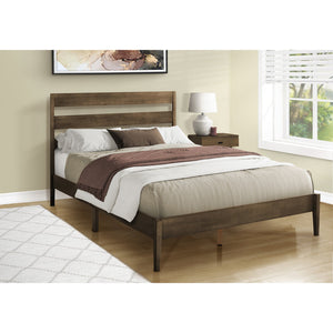 Monarch Specialties I 6066Q - Lit, Grand, Cadre Seulement, Lit À Plateforme, Chambre À Coucher, Pieds En Bois Massif De Noyer, Contemporain, Moderne - Simple Boutique