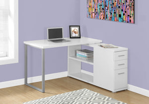 Monarch Specialties I 7133 Bureau, Bureau À Domicile, Coin, Configuration Gauche, Droite, Tiroirs De Rangement, Forme De L, Travail, Ordinateur Portable, Métal, Stratifié, Blanc, Gris, Contemporain, Moderne - Simple Boutique