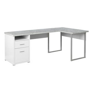 Monarch Specialties I 7258 Bureau, Bureau À Domicile, Coin, Configuration Gauche, Droite, Tiroirs De Rangement, 80"l, Forme De L, Travail, Ordinateur Portable, Métal, Stratifié, Gris, Contemporain, Moderne - Simple Boutique