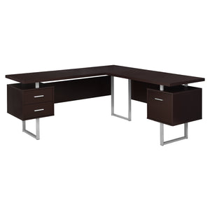 Monarch Specialties I 7305 Bureau, Bureau À Domicile, Coin, Configuration Gauche, Droite, Tiroirs De Rangement, 70"l, Forme De L, Travail, Ordinateur Portable, Métal, Stratifié, Brun, Gris, Contemporain, Moderne - Simple Boutique