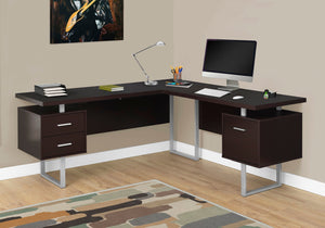 Monarch Specialties I 7305 Bureau, Bureau À Domicile, Coin, Configuration Gauche, Droite, Tiroirs De Rangement, 70"l, Forme De L, Travail, Ordinateur Portable, Métal, Stratifié, Brun, Gris, Contemporain, Moderne - Simple Boutique