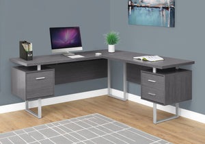 Monarch Specialties I 7306 Bureau, Bureau À Domicile, Coin, Configuration Gauche, Droite, Tiroirs De Rangement, 70"l, Forme De L, Travail, Ordinateur Portable, Métal, Stratifié, Gris, Contemporain, Moderne - Simple Boutique