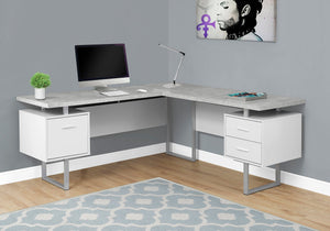 Monarch Specialties I 7307 Bureau, Bureau À Domicile, Coin, Configuration Gauche, Droite, Tiroirs De Rangement, 70"l, Forme De L, Travail, Ordinateur Portable, Métal, Stratifié, Gris, Blanc, Contemporain, Moderne - Simple Boutique
