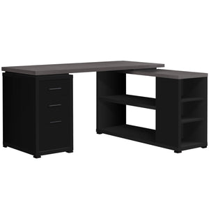 Monarch Specialties I 7419 Bureau, Bureau À Domicile, Coin, Configuration Gauche, Droite, Tiroirs De Rangement, Forme De L, Travail, Ordinateur Portable, Stratifié, Noir, Gris, Contemporain, Moderne - Simple Boutique