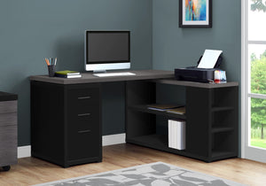Monarch Specialties I 7419 Bureau, Bureau À Domicile, Coin, Configuration Gauche, Droite, Tiroirs De Rangement, Forme De L, Travail, Ordinateur Portable, Stratifié, Noir, Gris, Contemporain, Moderne - Simple Boutique