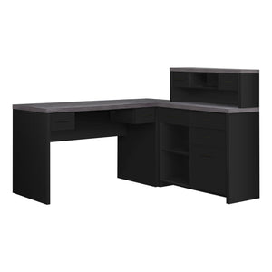 Monarch Specialties I 7430 Bureau, Bureau À Domicile, Coin, Configuration Gauche, Droite, Tiroirs De Rangement, Forme De L, Travail, Ordinateur Portable, Stratifié, Noir, Gris, Contemporain, Moderne - Simple Boutique