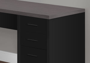 Monarch Specialties I 7431 Bureau, Bureau À Domicile, Coin, Configuration Gauche, Droite, Tiroirs De Rangement, Forme De L, Travail, Ordinateur Portable, Stratifié, Verre Trempé, Noir, Gris, Contemporain, Moderne - Simple Boutique
