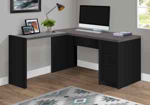 Monarch Specialties I 7431 Bureau, Bureau À Domicile, Coin, Configuration Gauche, Droite, Tiroirs De Rangement, Forme De L, Travail, Ordinateur Portable, Stratifié, Verre Trempé, Noir, Gris, Contemporain, Moderne - Simple Boutique