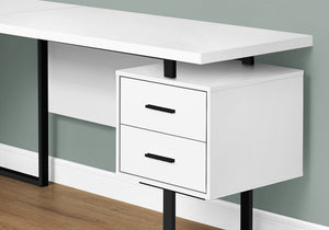 Monarch Specialties I 7616 Bureau, Bureau À Domicile, Coin, Configuration Gauche, Droite, Tiroirs De Rangement, 70"l, Forme De L, Travail, Ordinateur Portable, Métal, Stratifié, Blanc, Noir, Contemporain, Moderne - Simple Boutique