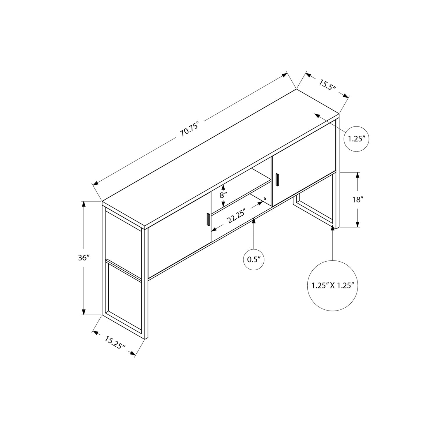 Monarch Specialties I 7728 - Huche De Bureau, 72"L, Travail, Portes De Stockage, Travail, Qualité Commerciale, Stratifié Blanc, Métal Argenté, Contemporain, Moderne - Simple Boutique