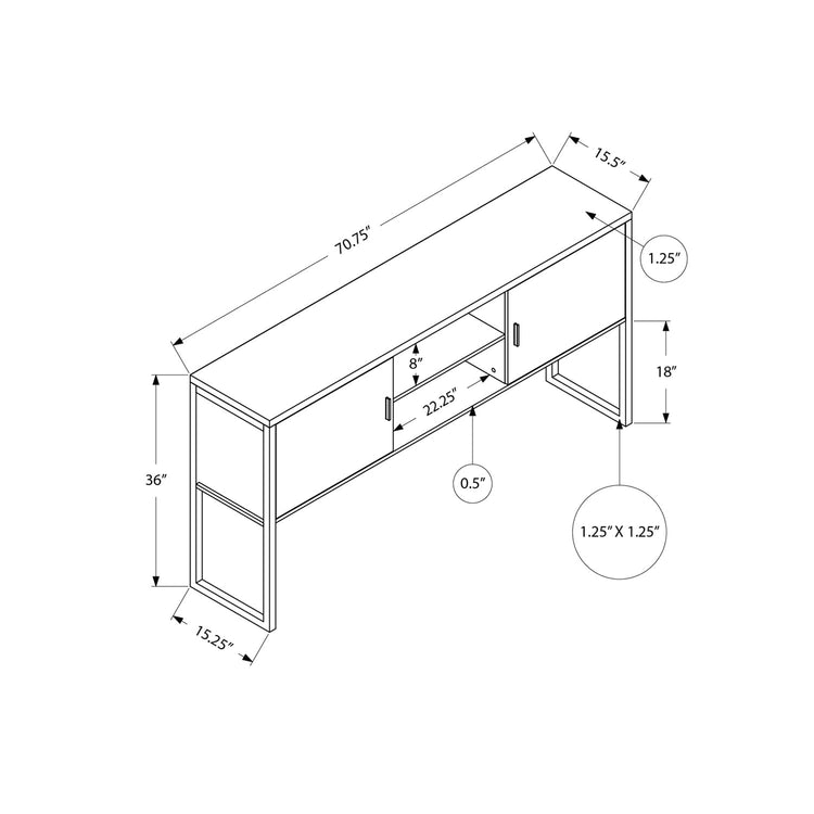 Monarch Specialties I 7728 - Huche De Bureau, 72"L, Travail, Portes De Stockage, Travail, Qualité Commerciale, Stratifié Blanc, Métal Argenté, Contemporain, Moderne - Simple Boutique