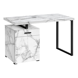 Monarch Specialties I 7762 Bureau, Bureau À Domicile, Ordinateur Portable, Configuration Gauche, Droite, Tiroirs De Rangement, 48"l, Travail, Métal, Stratifié, Aspect Marbre Blanc, Noir, Contemporain, Moderne - Simple Boutique