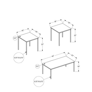 Monarch Specialties I 7895P - Ens De Tables, Ensemble 3pcs, Café, Bout, Métal Noir, Laminé Taupe Foncé, Contemporain, Moderne - Simple Boutique