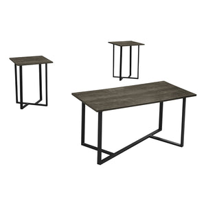 Monarch Specialties I 7975P - Ens De Tables, Ensemble De 3 Pièces, Café, Bout, Salon, Stratifié En Bronze Foncé, Métal Noir, Contemporain, Moderne - Simple Boutique