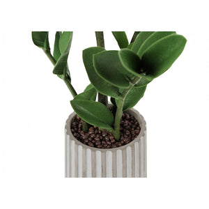 Monarch Specialties I 9500 - Plante Artificielle, 20" De Haut, Zz, Intérieur, Faux, Faux, Tableau, Verdure, Mis En Pot, Vraie Touche, Décoratif, Feuilles Vertes, Pot De Ciment Gris - Simple Boutique