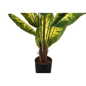 Monarch Specialties I 9535 - Plante Artificielle, 47" De Haut, Arbre À Feuilles Persistantes, Intérieur, Faux, Faux, Étage, Verdure, Mis En Pot, Vraie Touche, Décoratif, Feuilles Vertes, Pot Noir - Simple Boutique