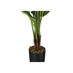 Monarch Specialties I 9545 - Plante Artificielle, 59" De Haut, Arbre Strelitzia, Intérieur, Faux, Faux, Étage, Verdure, Mis En Pot, Vraie Touche, Décoratif, Feuilles Vertes, Pot Noir - Simple Boutique