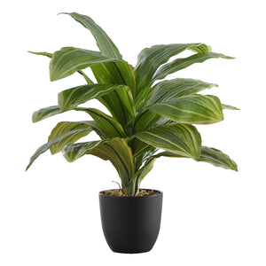 Monarch Specialties I 9573 - Plante Artificielle, 17" De Haut, Dracaena, Intérieur, Faux, Faux, Tableau, Verdure, Mis En Pot, Vraie Touche, Décoratif, Feuilles Vertes, Pot Noir - Simple Boutique