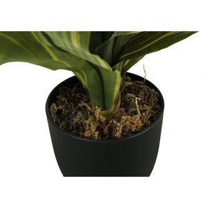 Monarch Specialties I 9573 - Plante Artificielle, 17" De Haut, Dracaena, Intérieur, Faux, Faux, Tableau, Verdure, Mis En Pot, Vraie Touche, Décoratif, Feuilles Vertes, Pot Noir - Simple Boutique