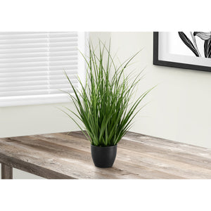 Monarch Specialties I 9575 - Plante Artificielle, 23" De Haut, Gazon, Intérieur, Faux, Faux, Tableau, Verdure, Mis En Pot, Vraie Touche, Décoratif, Herbe Verte, Pot Noir - Simple Boutique