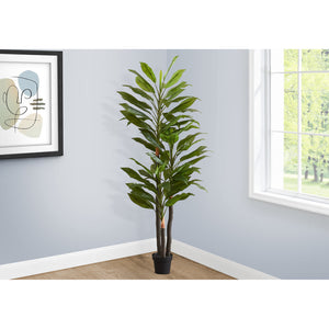 Monarch Specialties I 9595 - Plante Artificielle, 83" De Hauteur, Intérieur, Arbre De Dracaena, Décoratif, Faux, Faux, Plancher, Mis En Pot, Touche Réelle, Feuilles Vertes, Pot Noir - Simple Boutique